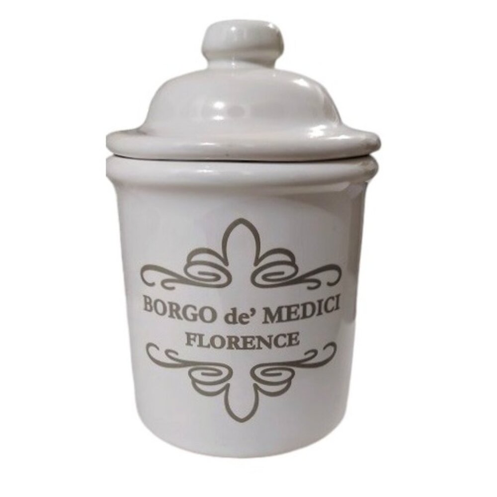 Small Italian Stoneware Salt Jar with Lid